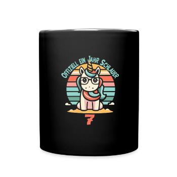 7. Geburtstag - Tasse einfarbig - Schwarz - Vorne
