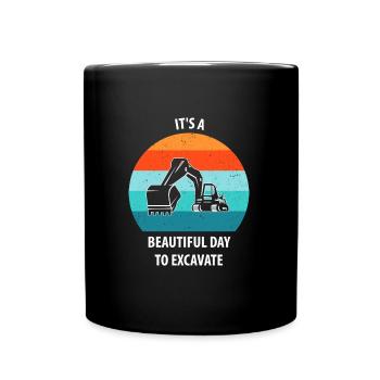 Excavatrice Excavatrice Conducteur Excavatrice Camion - Mug uni - noir - Devant
