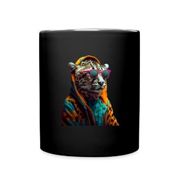 Cheetah with sunglasses Cool wildcat Africa - Full Colour Mug - black - Front