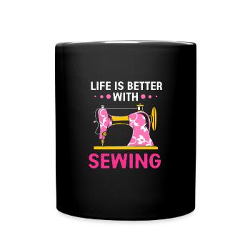 Couturière à la machine à coudre - Mug uni - noir - Devant
