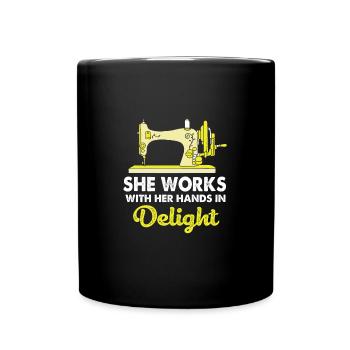 Couturière à la machine à coudre - Mug uni - noir - Devant