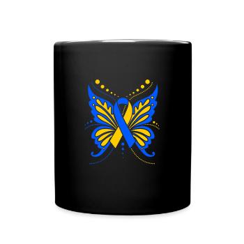 Down Syndrom Schmetterling - Tasse einfarbig - Schwarz - Vorne
