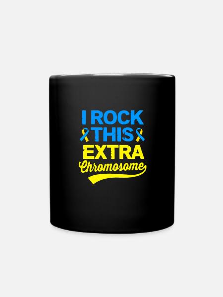 Down syndrome T21 chromosome trisomy - Full Colour Mug - black
