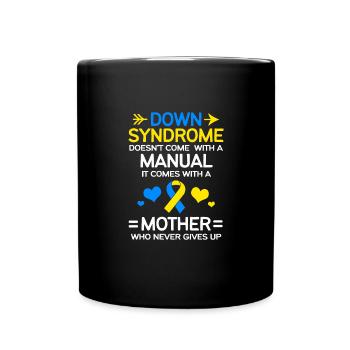 Down syndrome T21 chromosome trisomy - Full Colour Mug - black - Front