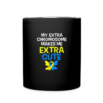 Down syndrome T21 chromosome trisomy - Full Colour Mug - black - Front