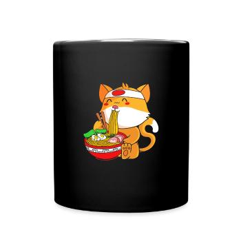 Maneki Neko Japan Glücksbringer - Tasse einfarbig - Schwarz - Vorne