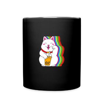 Maneki Neko Japan Glücksbringer Boba Tee - Tasse einfarbig - Schwarz - Vorne