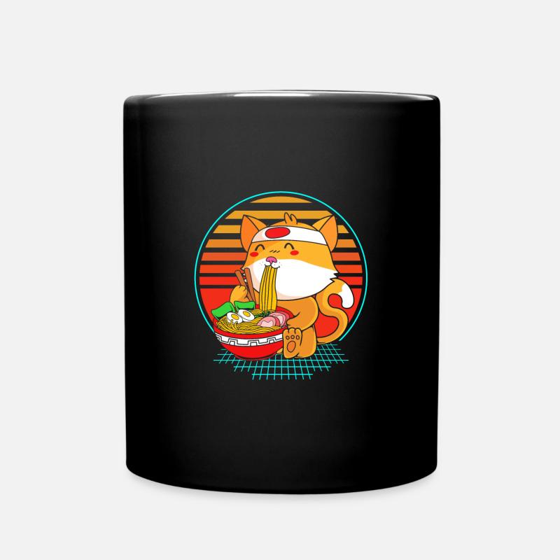 Maneki Neko Japan Lucky Charm - Full Colour Mug - black