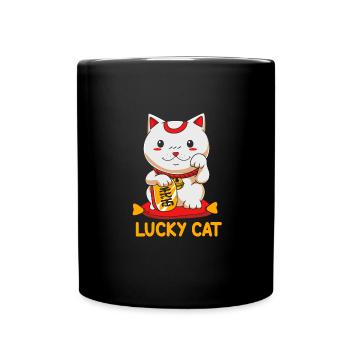 Maneki Neko Japan Glücksbringer - Tasse einfarbig - Schwarz - Vorne