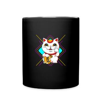 Maneki Neko Japan Glücksbringer - Tasse einfarbig - Schwarz - Vorne