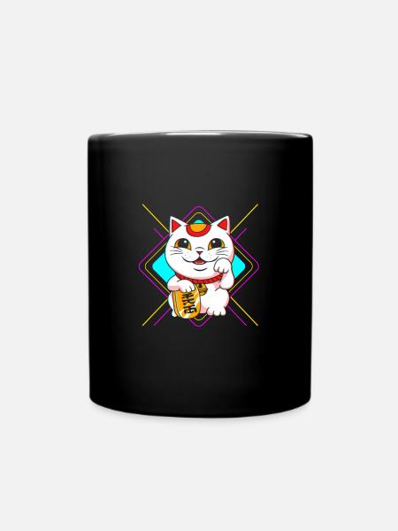 Maneki Neko Japan Glücksbringer - Tasse einfarbig - Schwarz