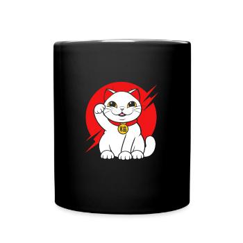 Maneki Neko Japan Glücksbringer - Tasse einfarbig - Schwarz - Vorne