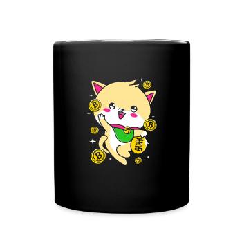 Maneki Neko Japan Glücksbringer - Tasse einfarbig - Schwarz - Vorne