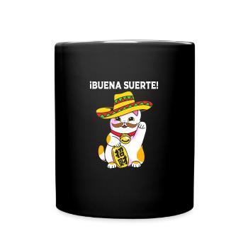 Maneki Neko Japan Glücksbringer - Tasse einfarbig - Schwarz - Vorne