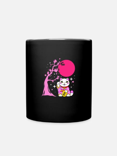 Maneki Neko Japan Glücksbringer - Tasse einfarbig - Schwarz