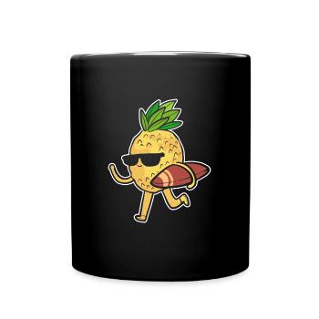 Ananas Surfing - Tasse einfarbig - Schwarz - Vorne