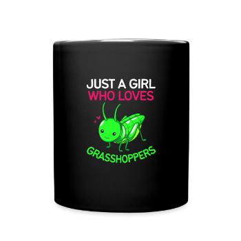 Grashüpfer Heuschrecke - Tasse einfarbig - Schwarz - Vorne