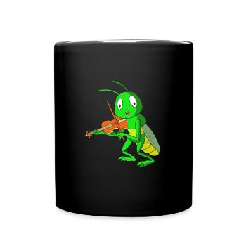 Grashüpfer Heuschrecke - Tasse einfarbig - Schwarz - Vorne