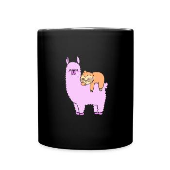 Sloth, Laziness, Lazy, Morning Grouch, Llama - Full Colour Mug - black - Front