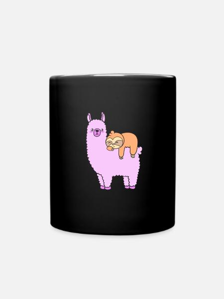 Faultier Faulheit Faulenzer Morgenmuffel Lama - Tasse einfarbig - Schwarz
