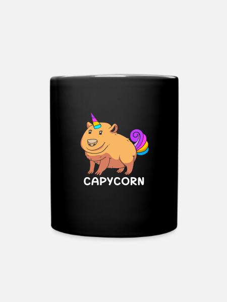 Capybara Einhorn - Tasse einfarbig - Schwarz