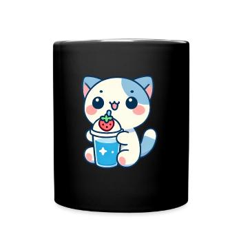 Kawaii Chat Fraise - Mug uni - noir - Devant