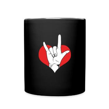 Sign language sign ASL deaf - Full Colour Mug - black - Front