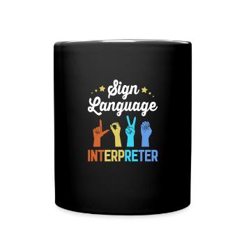 Sign language sign ASL deaf - Full Colour Mug - black - Front