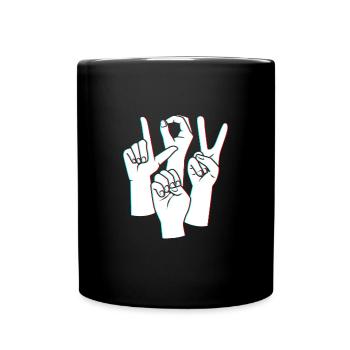 Sign language sign ASL deaf - Full Colour Mug - black - Front