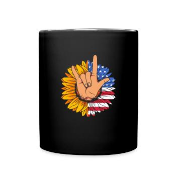 Sign language sign ASL deaf - Full Colour Mug - black - Front
