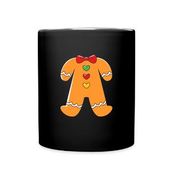 Lebkuchenmann Lebkuchenherz Lebkuchen Naschen - Tasse einfarbig - Schwarz - Vorne