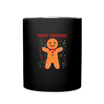 Lebkuchenmann Lebkuchenherz Lebkuchen Naschen - Tasse einfarbig - Schwarz - Vorne