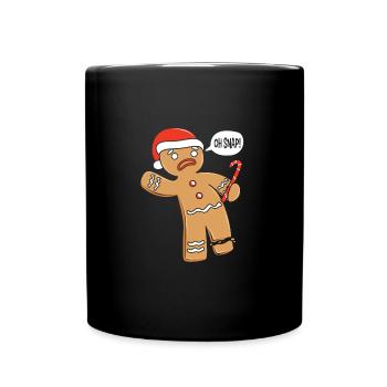 Lebkuchenmann Lebkuchenherz Lebkuchen Naschen - Tasse einfarbig - Schwarz - Vorne