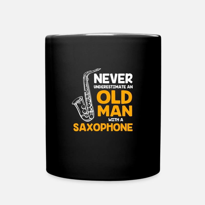 Saksofon saksofonist - Ensfarget kopp - svart
