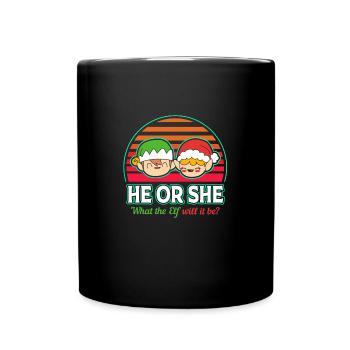Weihnachten Gender Reveal Neugeborenes Babysprüche - Tasse einfarbig - Schwarz - Vorne