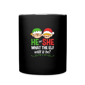 Weihnachten Gender Reveal Neugeborenes Babysprüche - Tasse einfarbig - Schwarz - Vorne