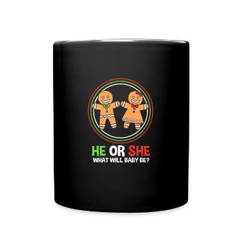 Christmas Gender Reveal Newborn Baby Sayings - Full Colour Mug - black - Front