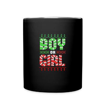 Christmas Gender Reveal Newborn Baby Sayings - Full Colour Mug - black - Front