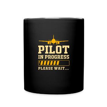 Pilot Flugzeug - Tasse einfarbig - Schwarz - Vorne
