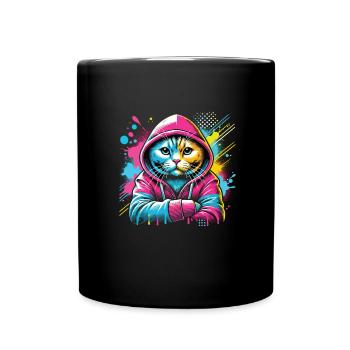 Katze - Tasse einfarbig - Schwarz - Vorne
