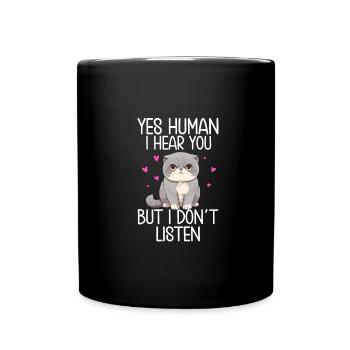 Katze - Tasse einfarbig - Schwarz - Vorne