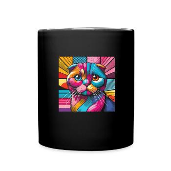 Katze - Tasse einfarbig - Schwarz - Vorne