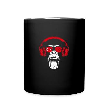 Affe mit Headset Musik Türkei - Tasse einfarbig - Schwarz - Vorne