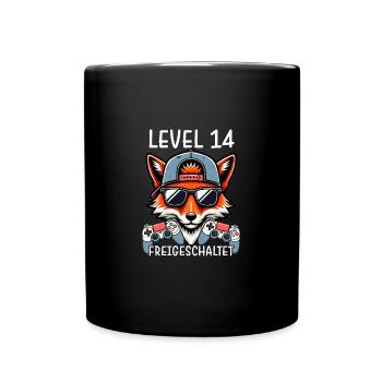 Level 14 Freigeschaltet Gamer Geburtstag Gaming - Tasse einfarbig - Schwarz - Vorne