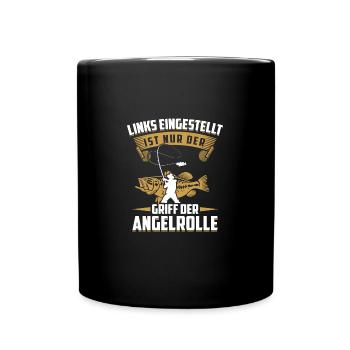 Links eingestellt ist nur der Griff der Angelrolle - Tasse einfarbig - Schwarz - Vorne
