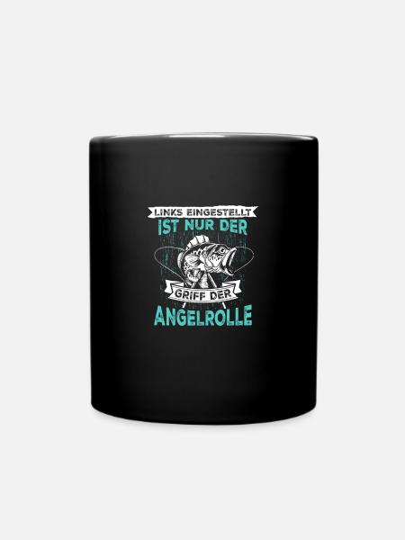 Links eingestellt ist nur der Griff der Angelrolle - Tasse einfarbig - Schwarz