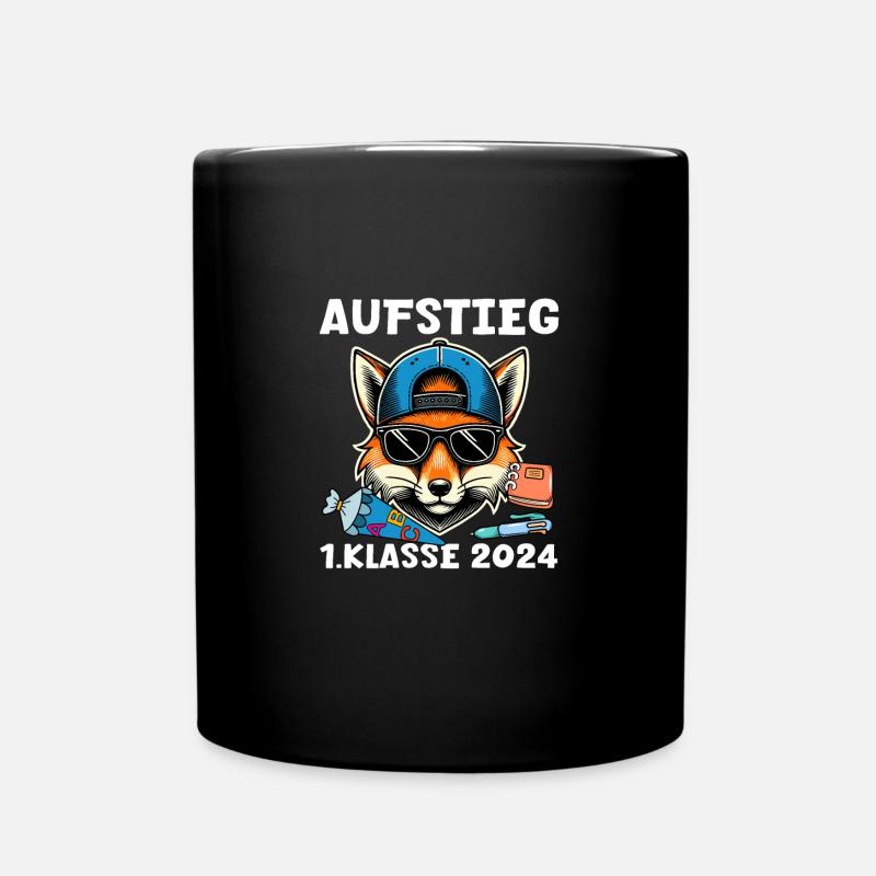 Aufstieg 1. Klasse 2024 Schulstart Fuchs - Tasse einfarbig - Schwarz