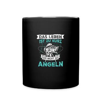 Das Leben Ist Zu Kurz Um Nicht Zu Angeln - Tasse einfarbig - Schwarz - Vorne