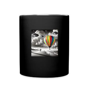Heißluftballon - Tasse einfarbig - Schwarz - Vorne