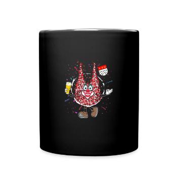 Kölner Dom Karneval Clown mit Bier - Tasse einfarbig - Schwarz - Vorne